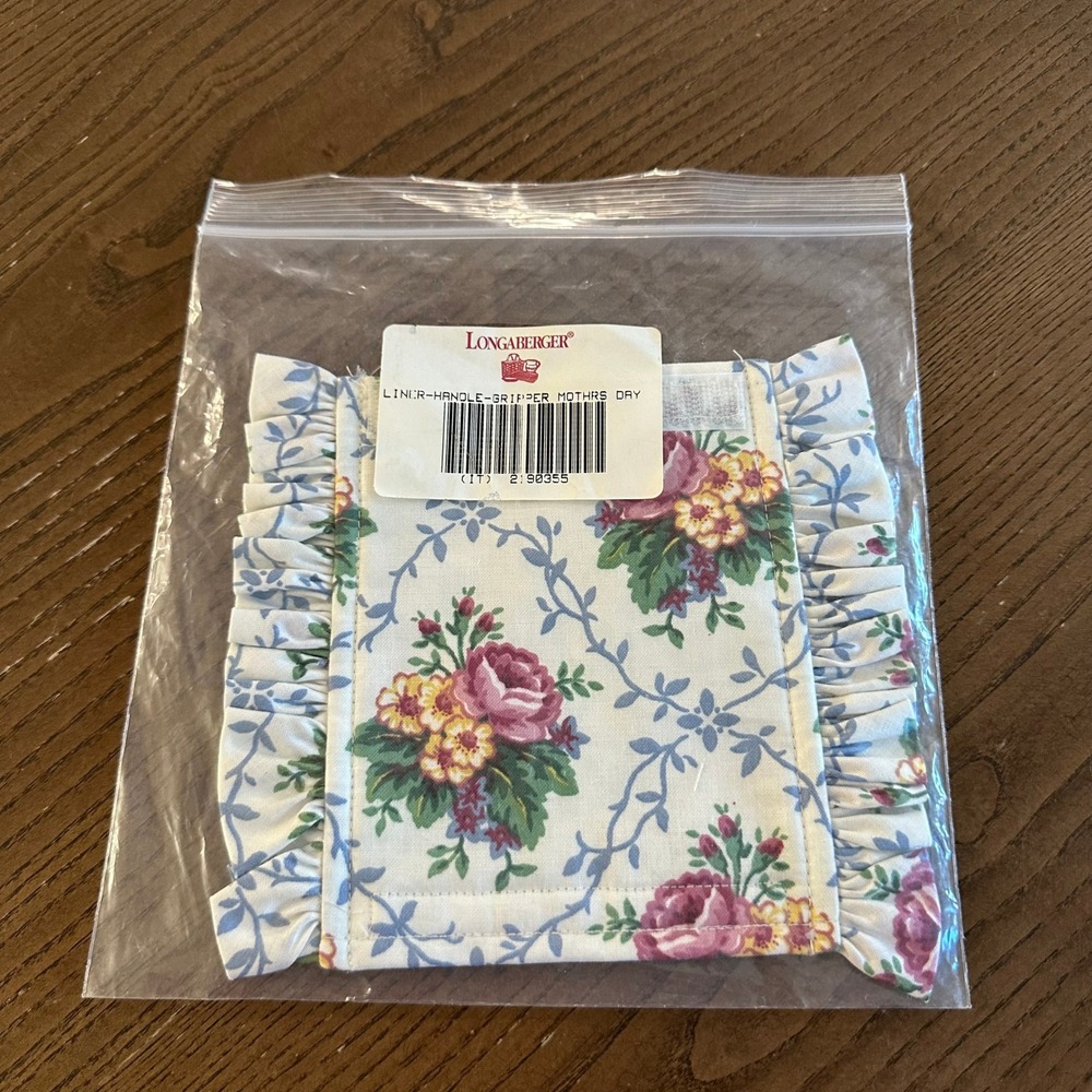 Longaberger Mothers Day Handle Gripper Liner Floral Rose Ruffle 2190355
